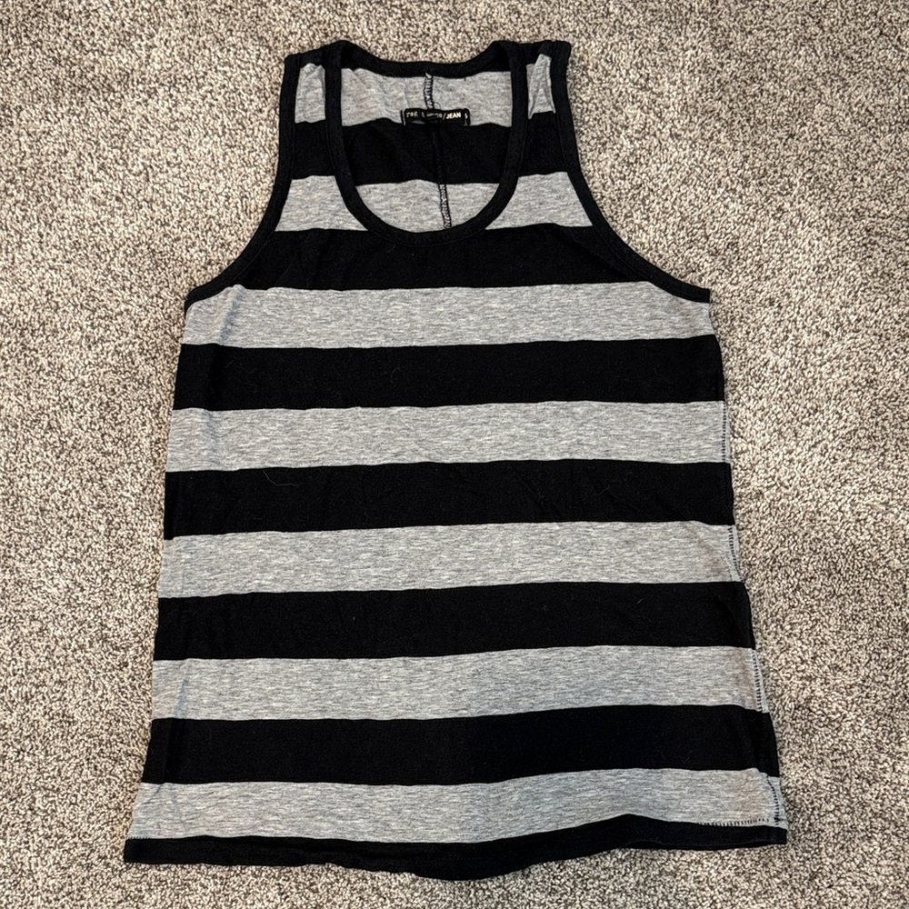 rag & bone Black and Gray Striped Tank Top